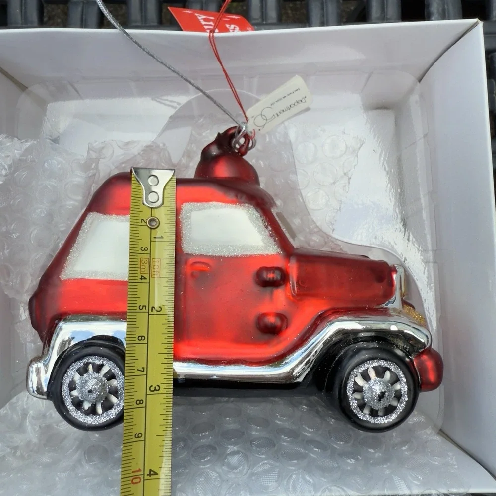 Vtg 90s Dept 56 Mercury Glass Sport Utility Vehicle Ornament Large Shiny Red Car